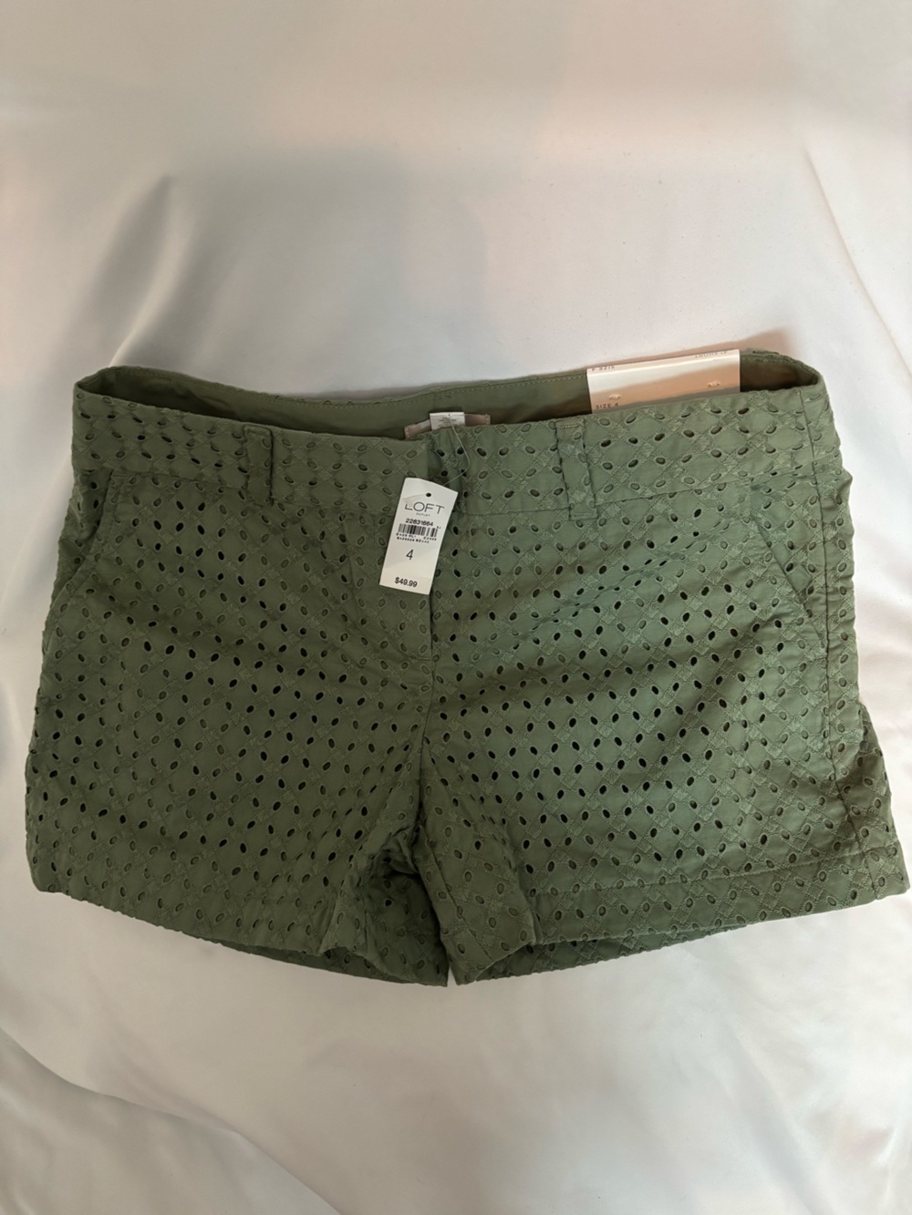 LOFT Olive Eyelet Skirt - Green Mini